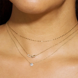 Sterling Silver Double Circle Pendant Necklace Zircons Charm Necklace