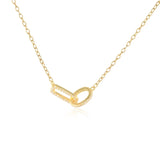 925 Silver Double Circle Pendant Necklace Geometric Charm Necklace