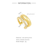 925 Silver Double Layer Ear Cuffs Zircon Clip Earrings