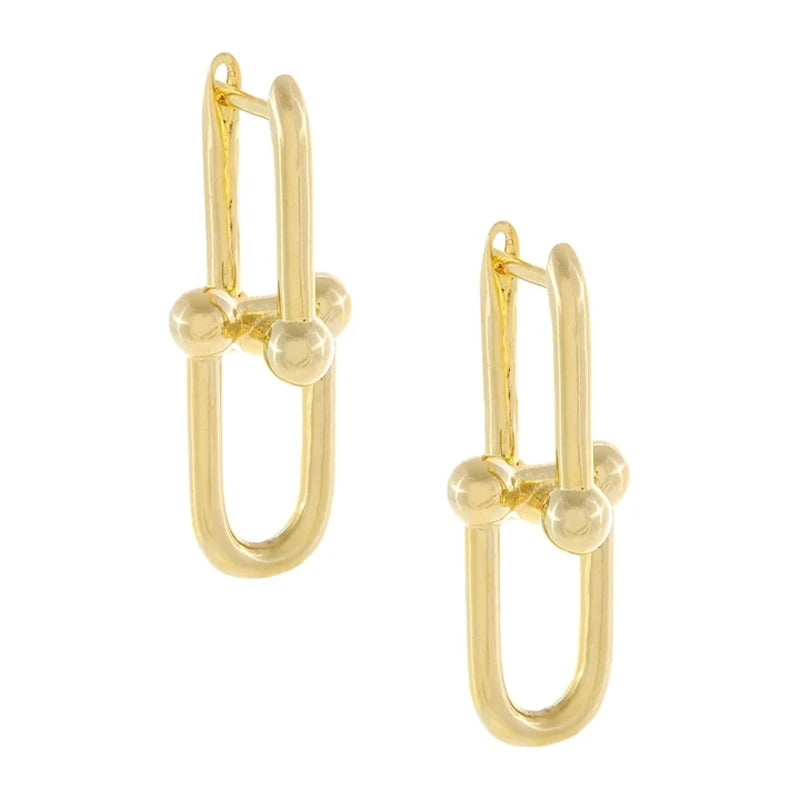 925 Silver Double Rectangle Hoop Earrings Geometric Frame Beads Huggie