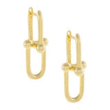 925 Silver Double Rectangle Hoop Earrings Geometric Frame Beads Huggie