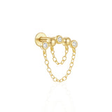 925 Silver Double Tassel Chain Zircon Drop Earrings Women Jewelry