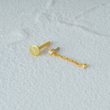 925 Silver Double Zircon Drop Tassel Chain Earring For Women