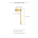 925 Silver Double Zircon Drop Tassel Chain Earring For Women