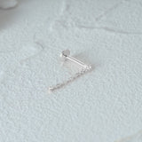 925 Silver Double Zircon Drop Tassel Chain Earring For Women