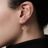 925 Silver Sunlight Pattern Disc Drop Earrings for Women