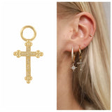925 Silver Earring Charms Zircon Star Moon Cross Evil Eye Pearl Pendants