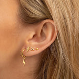 925 Silver Earrings Set Sparkling Zircons Lightning Charm Clip Party Jewelry