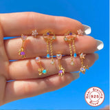 925 Silver Creativity Cloud Stud Earrings Zircon Pendant Jewelry