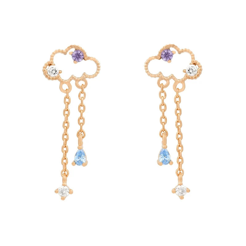 925 Silver Creativity Cloud Stud Earrings Zircon Pendant Jewelry
