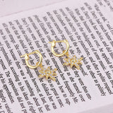 925 Silver Star Pendant Dangle Earrings Zircons Circle Jewelry