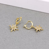 925 Silver 8-point Star Pendant Earrings with Zircons
