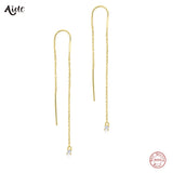 925 Silver Tassel Drop Earrings Zircon Charm Threaders