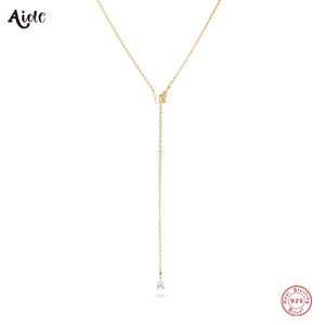 925 Silver Butterfly Y Necklace Zircon Tassel Choker