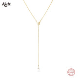 925 Silver Butterfly Y Necklace Zircon Tassel Choker