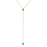 925 Silver Y Necklace Women CZ Zircon Pendant Long Chain Tassel Water Drop