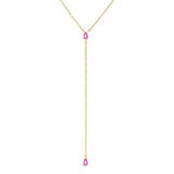 925 Silver Y Necklace Women CZ Zircon Pendant Long Chain Tassel Water Drop