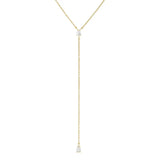 925 Silver Y Necklace Women CZ Zircon Pendant Long Chain Tassel Water Drop