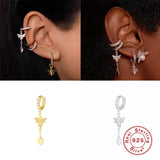 925 Silver Elephant Snake Pendant Earrings Zircon Star Charm Circle Drop Jewelry
