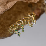 925 Silver Emerald Oval Zircon Dangle Earrings Crystal Pave Circle
