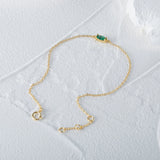925 Silver Emerald Green Zircon Crystal Charm Bracelet for Women