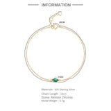 925 Silver Emerald Green Zircon Crystal Charm Bracelet for Women