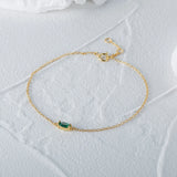 925 Silver Emerald Green Zircon Crystal Charm Bracelet for Women