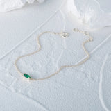 925 Silver Emerald Green Zircon Crystal Charm Bracelet for Women