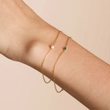 925 Silver Emerald Green Zircon Crystal Charm Bracelet for Women