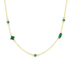 925 Silver Emerald Zircon Pendant Necklace Light Chain Choker