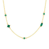 925 Silver Emerald Zircon Pendant Necklace Light Chain Choker