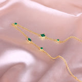 925 Silver Emerald Zircon Pendant Necklace Light Chain Choker