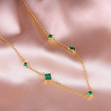 925 Silver Emerald Zircon Pendant Necklace Light Chain Choker