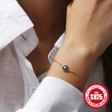 925 Silver Evil Eye Charm Bracelet Enamel Women's Jewelry Wedding Party