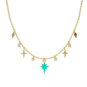 925 Silver Star Moon Cross Pendant Necklace