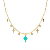 925 Silver Star Moon Cross Pendant Necklace