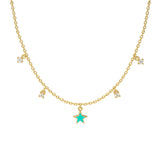 925 Silver Star Moon Cross Pendant Necklace