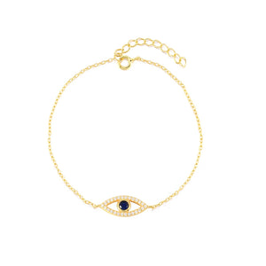 925 Silver Evil Eye Charm Bracelet Zircon Beads Chain