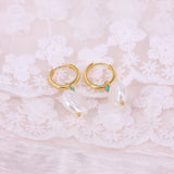 925 Silver Baroque Pearl Drop Earrings Turquoise Jewelry Pendientes