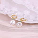 925 Silver Baroque Pearl Drop Earrings Turquoise Jewelry Pendientes