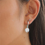 925 Silver Baroque Pearl Drop Earrings Turquoise Jewelry Pendientes
