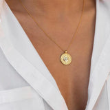 925 Silver Bohemia Moon Phase Pendant Necklace Zircon Charm Round Necklace