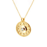 925 Silver Bohemia Moon Phase Pendant Necklace Zircon Charm Round Necklace