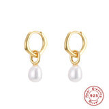 925 Silver Pearl Drop Earrings Small Round Bead Dangle Jewelry Gift