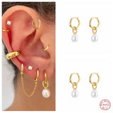 925 Silver Pearl Drop Earrings Small Round Bead Dangle Jewelry Gift