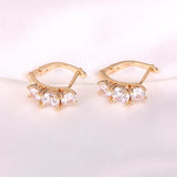 925 Silver Zircon Cross Stud Earrings Champagne Wedding Jewelry
