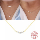 925 Silver Zircon Chain Necklace Crystal Clavicle Choker