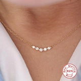 925 Silver Zircon Chain Necklace Crystal Clavicle Choker