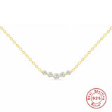 925 Silver Zircon Chain Necklace Crystal Clavicle Choker