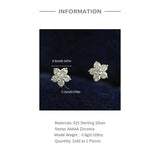 925 Silver Flower Zircon Bar Earring Women Minimalist Jewelry